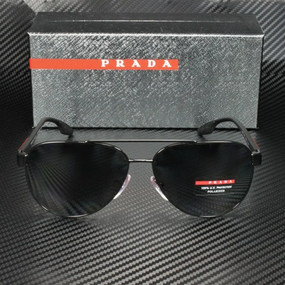 Prada Men's Black and Grey Polarized Sunglasses!